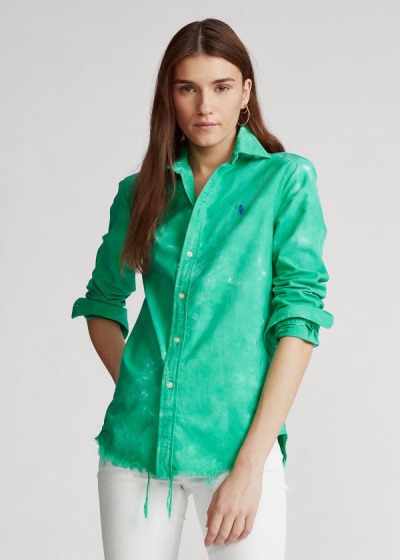 Camisa Oxford Polo Ralph Lauren Mujer Verdes - Tie-Dye - MZUVP9507